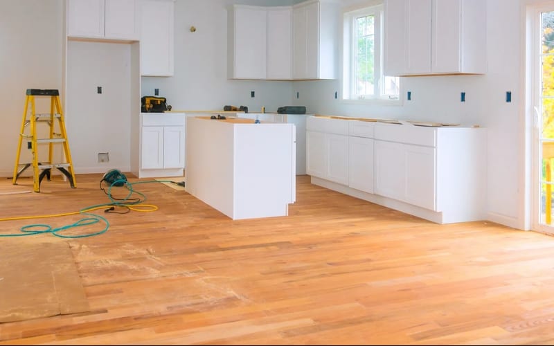 Hardwood flooring installation completed